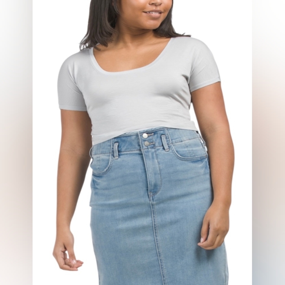 ZARA, Homblige top,  Women's short-sleeved T-shirt, size M, grey , Square Neck